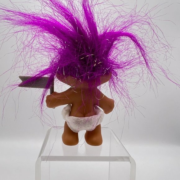 1993 Happy New Year Troll Doll With Purple Hair With Sparkles & Diaper - Picture 6 of 10